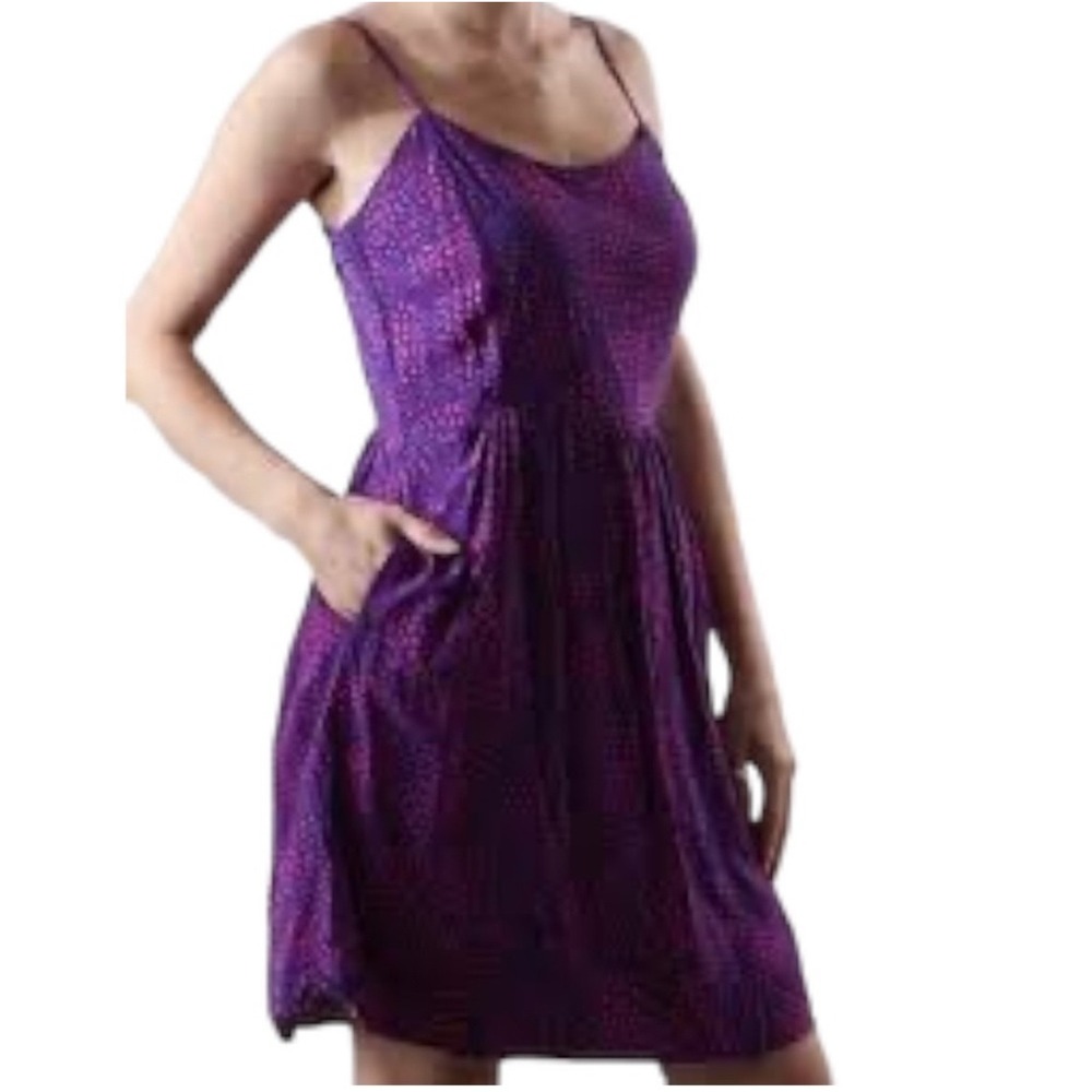Gap Purple Pink Abstract Print Fit & Flare Mini Dress Pockets Size 2